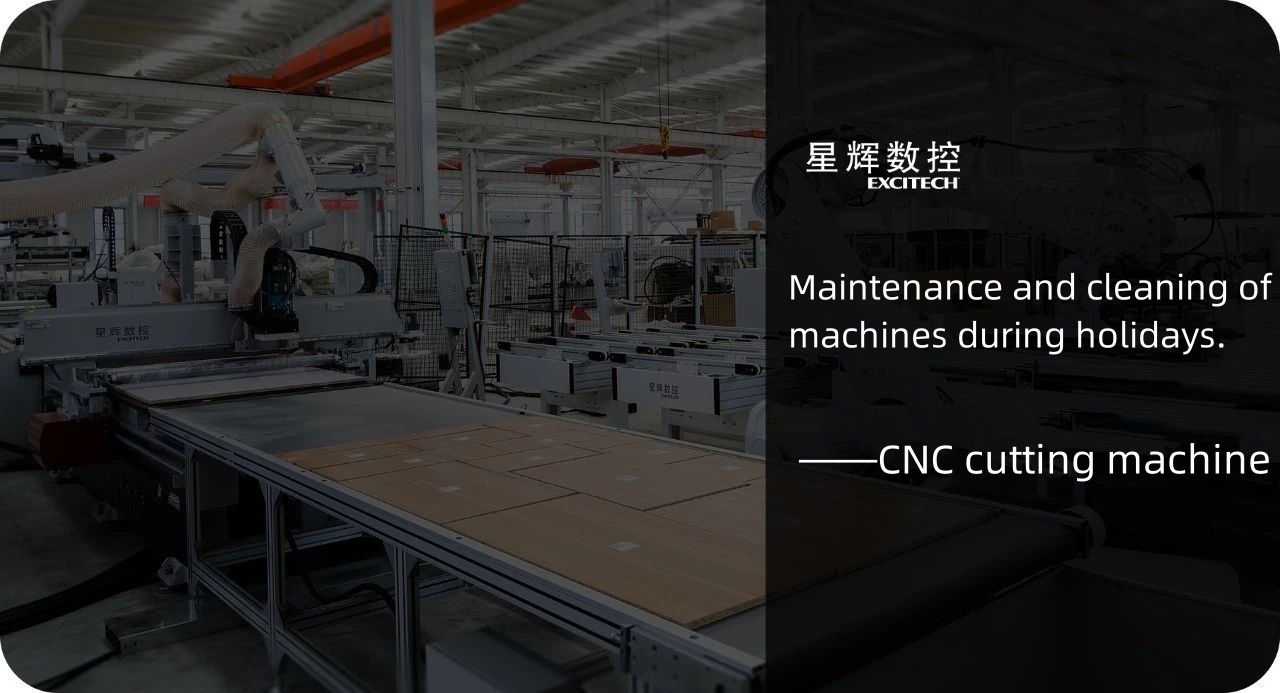 Perawatan dan pembersihan mesin pemotong CNC di hari libur.